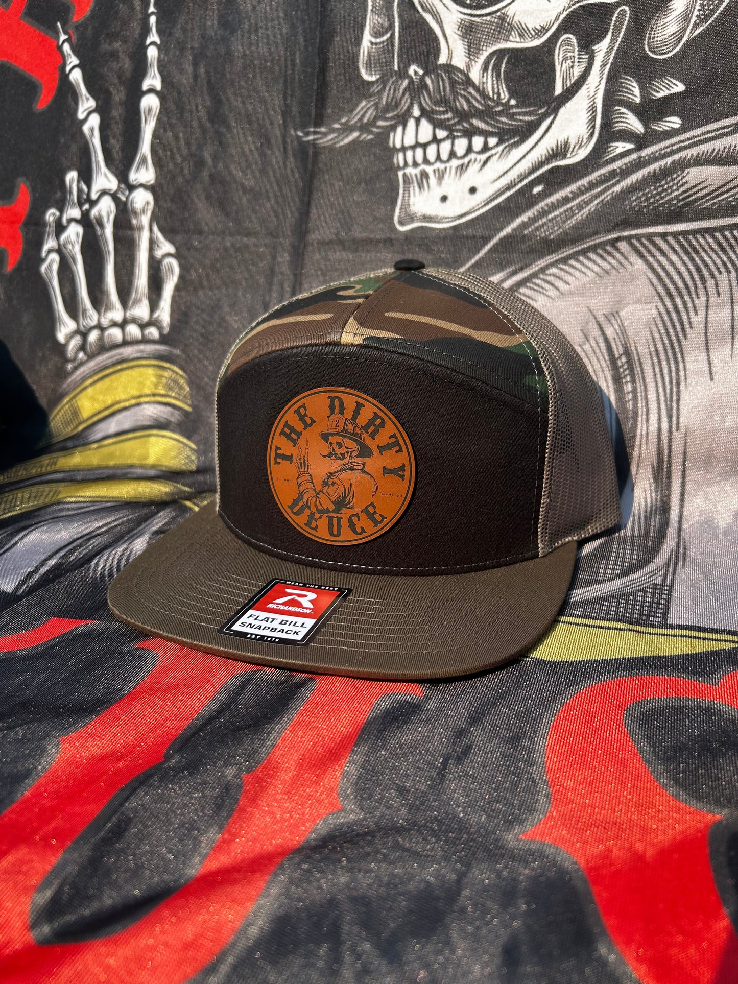 Black/Camo 7 Panel (brown leather patch)