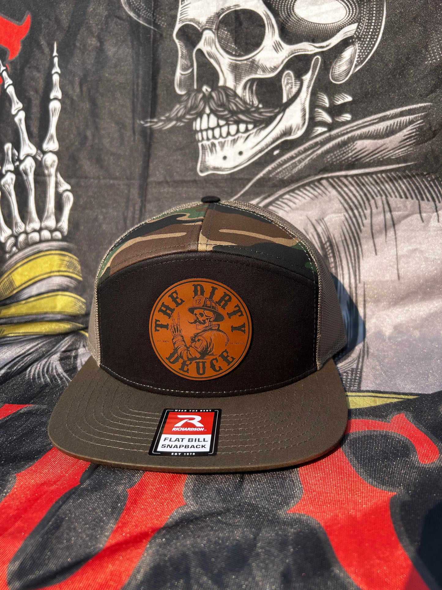 Black/Camo 7 Panel (brown leather patch)