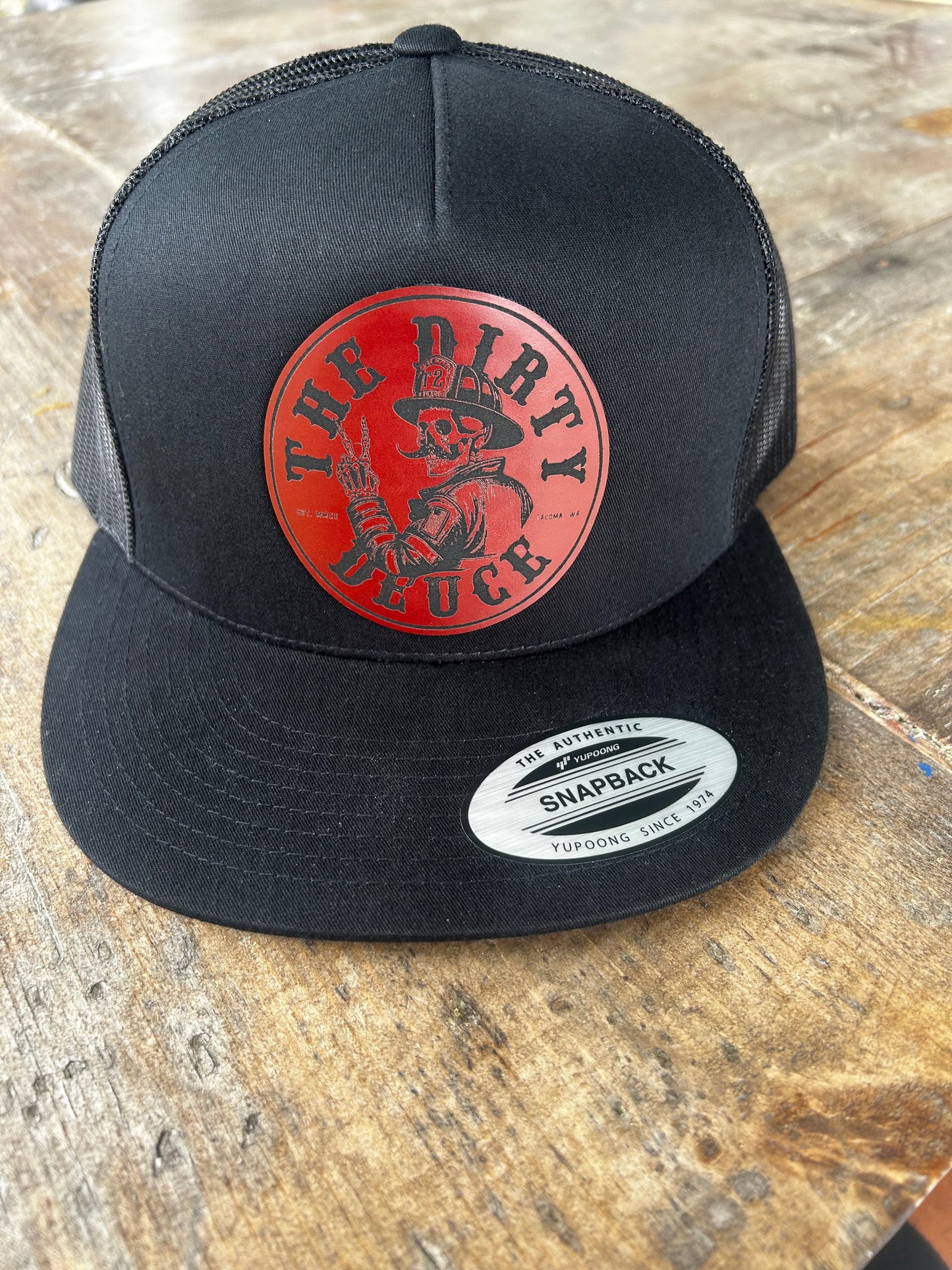Black Leather Engraved Snapback (YP Classic)