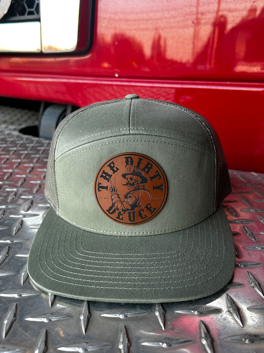Olive Green Richardson 7 Panel Brown Leather Patch
