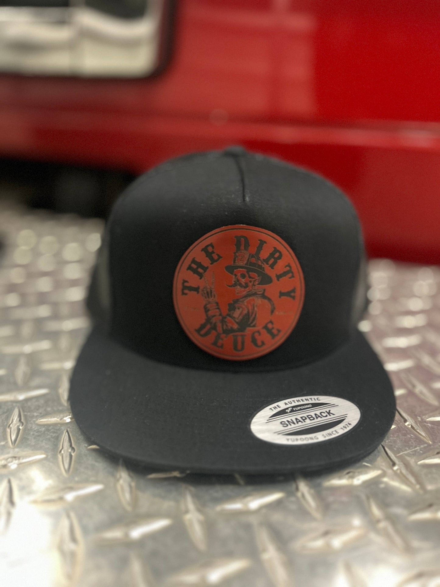 Black Leather Engraved Snapback (YP Classic)